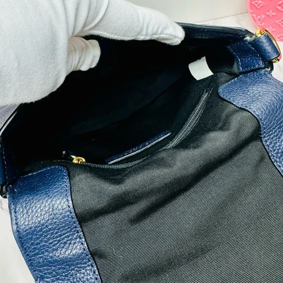 EUC Marc Jacobs Small Navy Blue Pebbled Leather Gotham Saddle Bag - Picture 14 of 15
